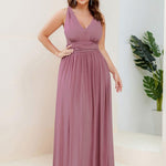 večerní šaty HUSH|V výstřih bez rukávů s plisováním z chiffon | Evening Dresses | Elora Praha