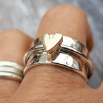 Mely - Zlaté srdce stříbrný prsten | Ring | Elora Praha