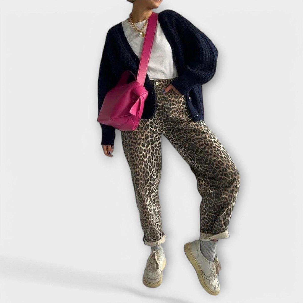 Carina™ - Retro džíny s leopardím vzorem | | Elora Praha