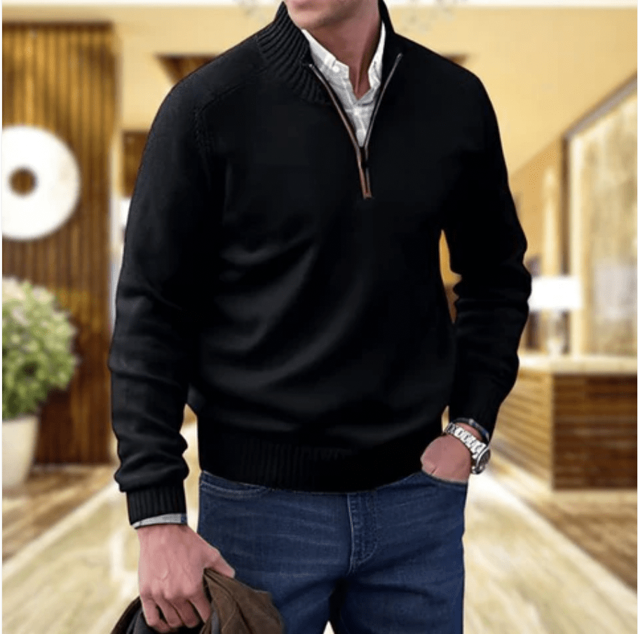 Martin – Luxusní Pulovr s Polo Zipem pro Muže | | Elora Praha