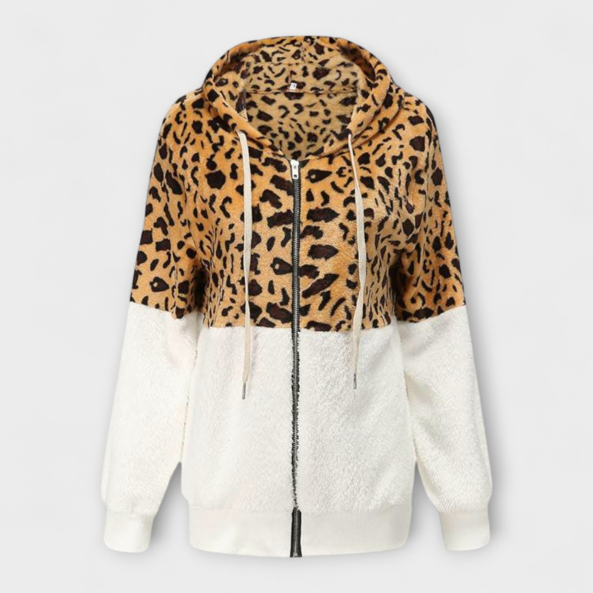 Lea - Fleece mikina s kapucí v leopardím vzoru