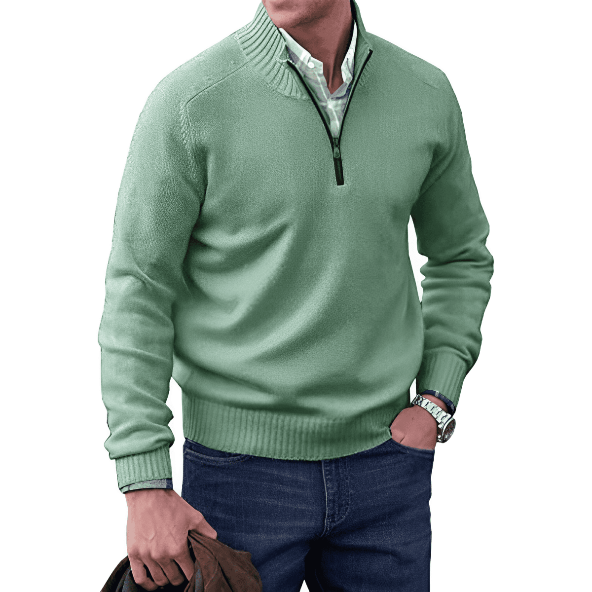 Martin – Luxusní Pulovr s Polo Zipem pro Muže | | Elora Praha