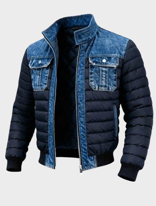 Jake - Hybridní denimová prošívaná bunda pro městský styl | | Elora Praha