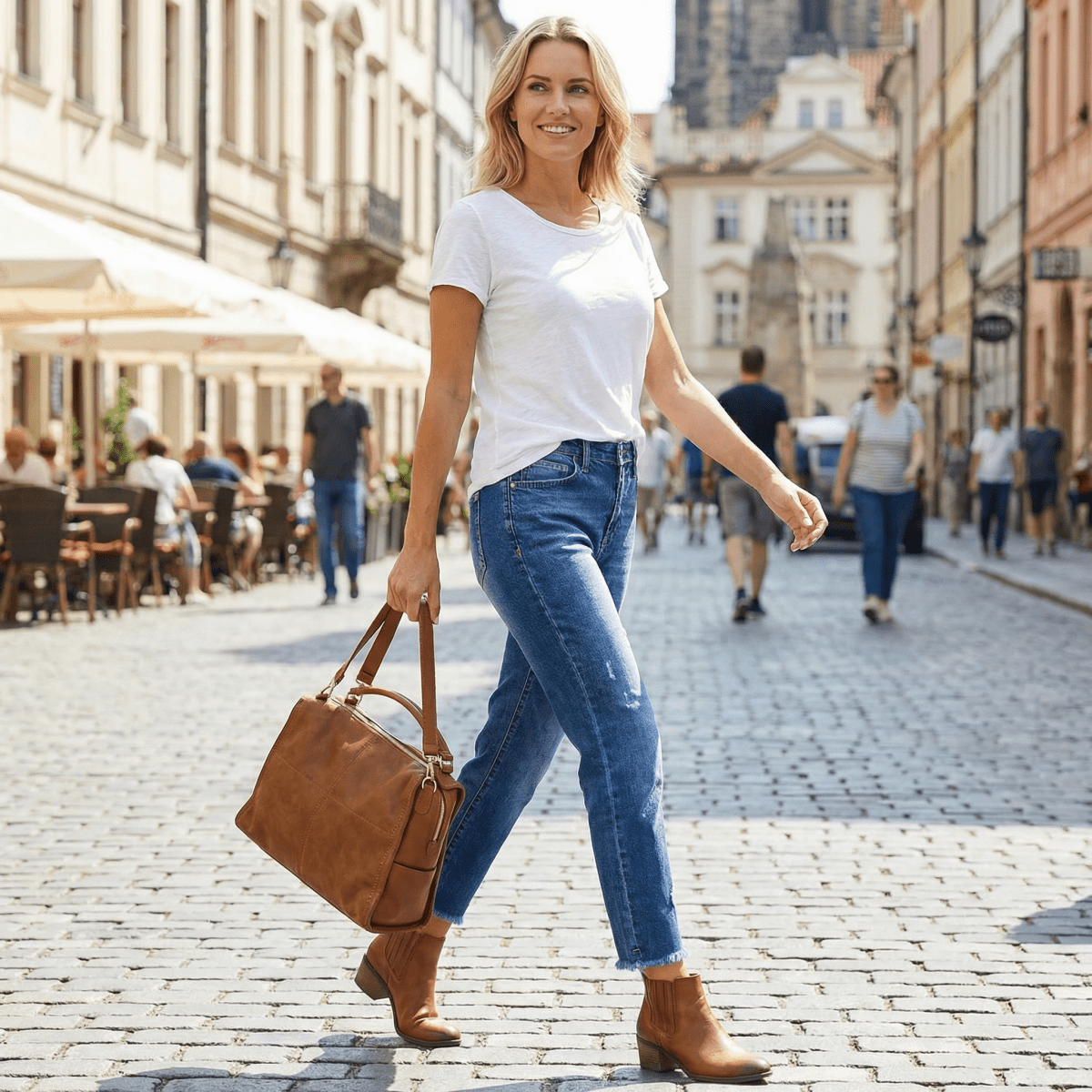 Dámské retro zkrácené rovné džíny | Hosen | Elora Praha