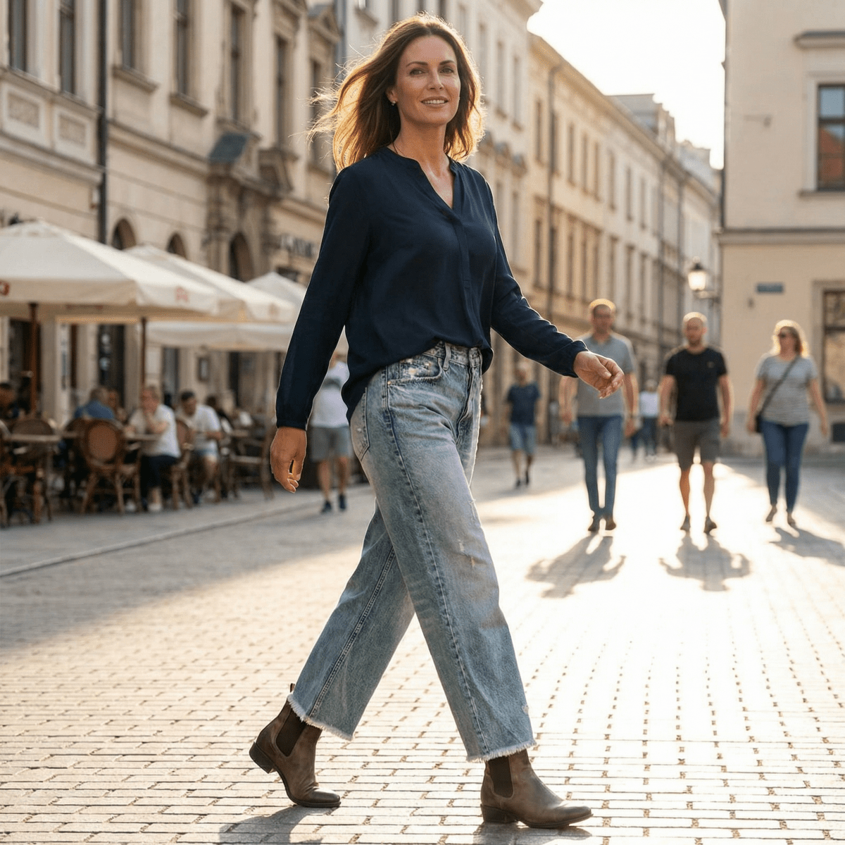 Dámské retro zkrácené rovné džíny | Hosen | Elora Praha