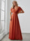 večerní šaty LEORA | V - krk s volánkovými rukávy, dlouhé až na zem, A - line, šifon | Evening Dresses | Elora Praha