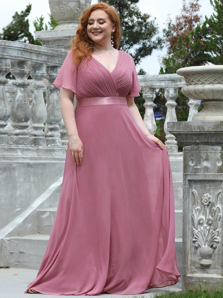 MONICA | Dlouhé šaty pro družičky s empírovým pasem a krátkými volánkovými rukávy | Bridesmaid Dresses | Elora Praha