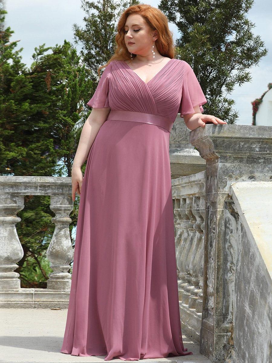 MONICA | Dlouhé šaty pro družičky s empírovým pasem a krátkými volánkovými rukávy | Bridesmaid Dresses | Elora Praha