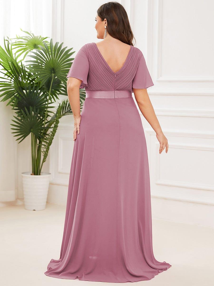 MONICA | Dlouhé šaty pro družičky s empírovým pasem a krátkými volánkovými rukávy | Bridesmaid Dresses | Elora Praha