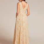 večerní šaty HUSH|V výstřih bez rukávů s plisováním z chiffon | Evening Dresses | Elora Praha