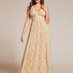 večerní šaty HUSH|V výstřih bez rukávů s plisováním z chiffon | Evening Dresses | Elora Praha