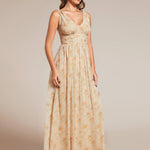 večerní šaty HUSH|V výstřih bez rukávů s plisováním z chiffon | Evening Dresses | Elora Praha