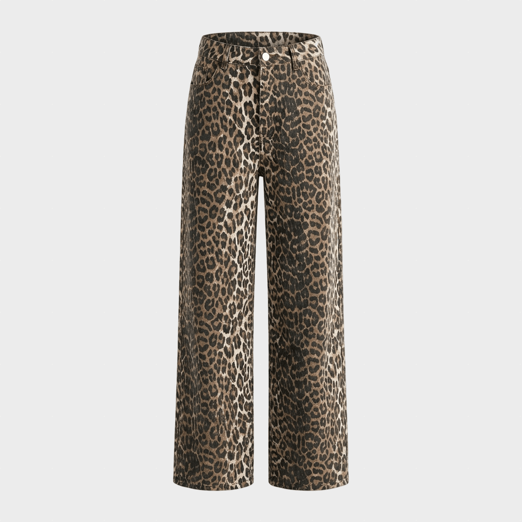 Carina™ - Retro džíny s leopardím vzorem | | Elora Praha