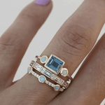 Oceán - Vintage Modrý Krystalový Prsten Set | Ring | Elora Praha
