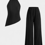Pilarica Plisovaný Set s Asymetrickým Halter Topem a Plandavými Kalhotami | | Elora Praha