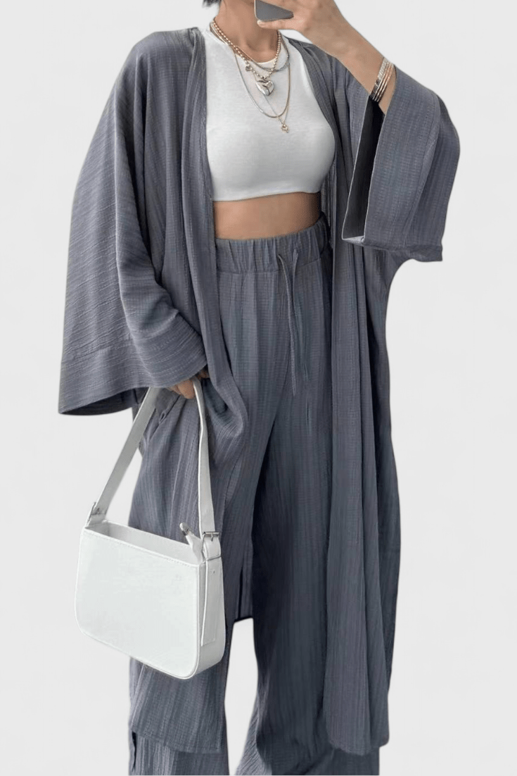 Kaspický dvoudílný relaxační set s dlouhým kimono | | Elora Praha
