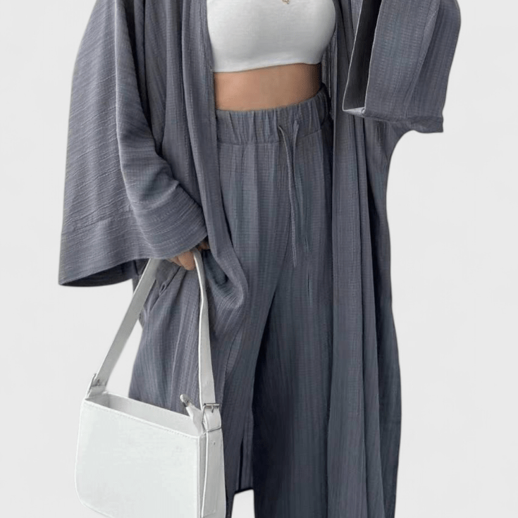Kaspický dvoudílný relaxační set s dlouhým kimono | | Elora Praha