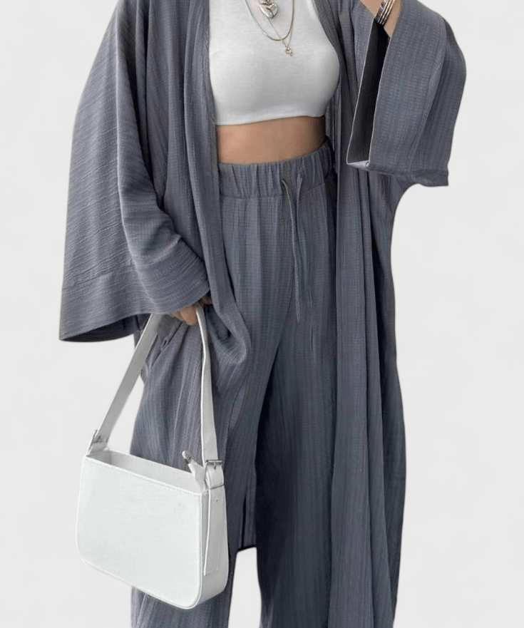 Kaspický dvoudílný relaxační set s dlouhým kimono | | Elora Praha