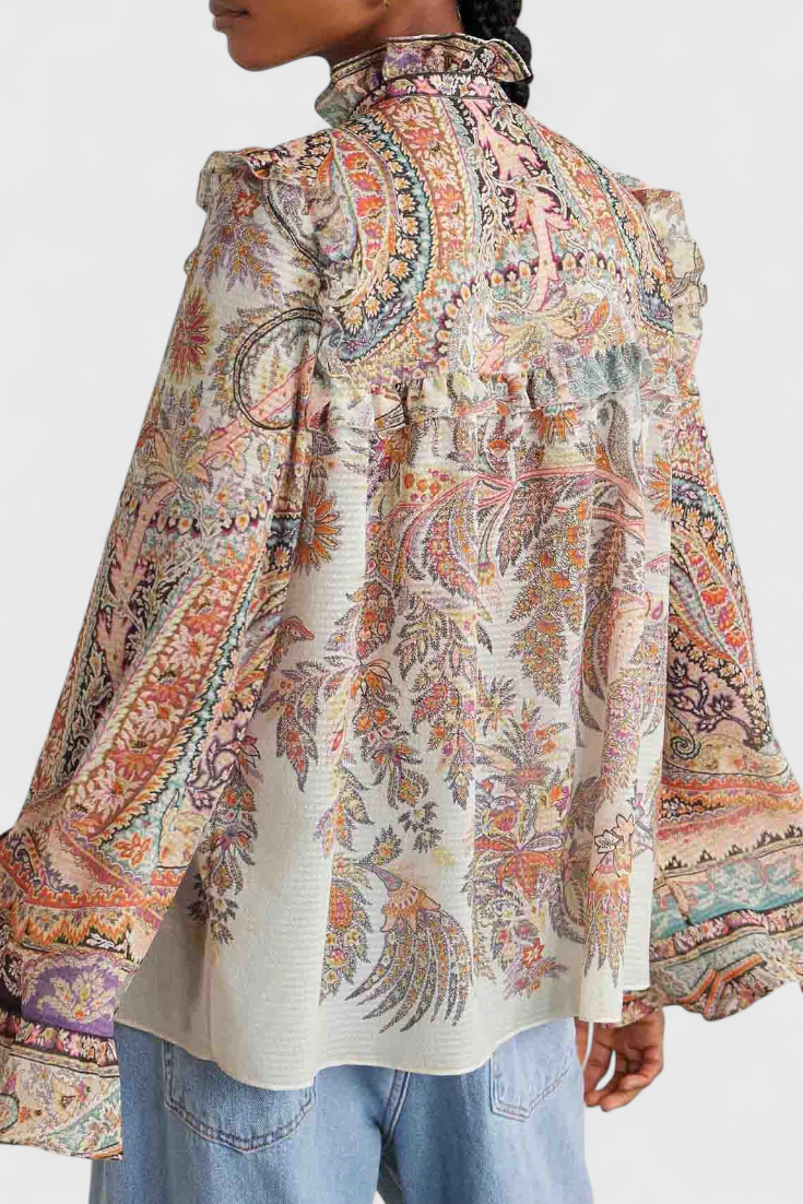 Jemný komplet s volány a vintage paisley vzorem | | Elora Praha