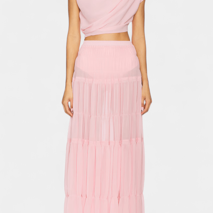 Nalia Chiffon Sukně s Elastickým Páskem a Vlnícími Vrsty | | Elora Praha
