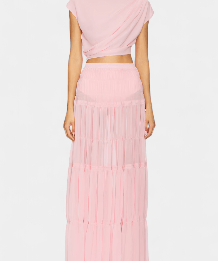 Nalia Chiffon Sukně s Elastickým Páskem a Vlnícími Vrsty | | Elora Praha