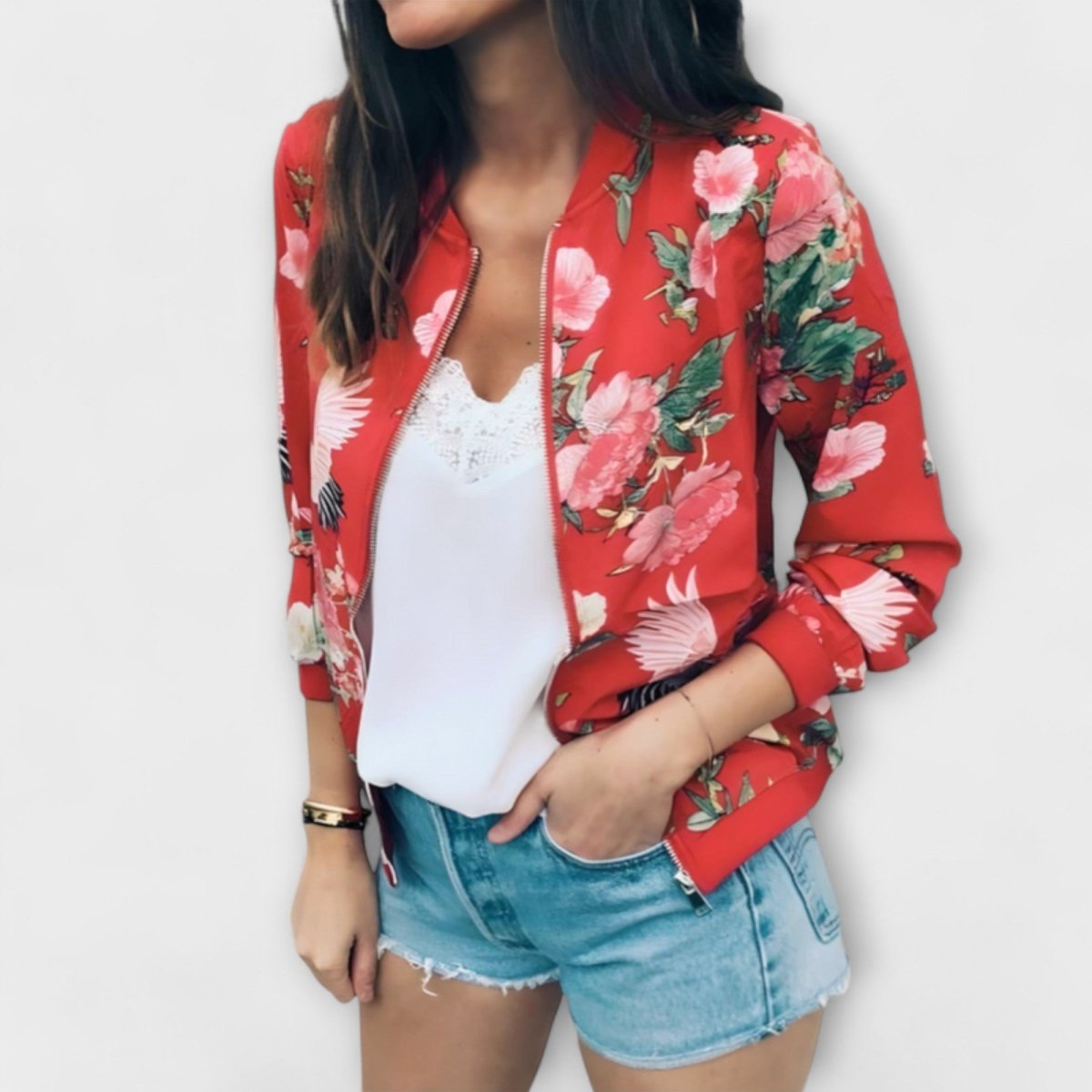 Kaelin - Stylová bomber bunda s květinami | | Elora Praha