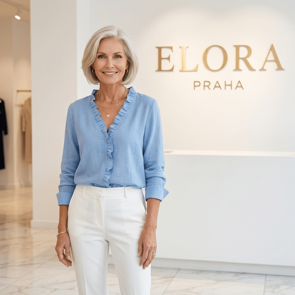 Halenka s volány a výstřihem do V - Elora Praha | | Elora Praha