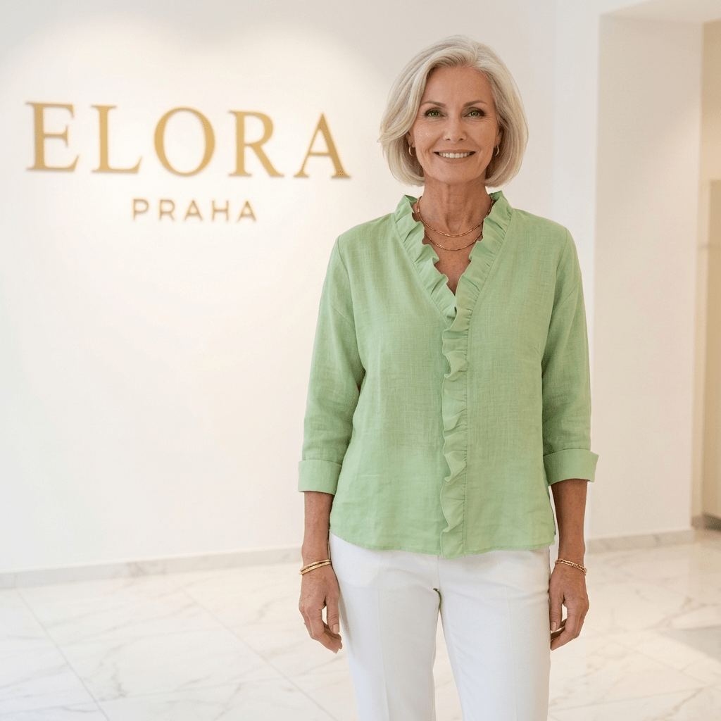 Halenka s volány a výstřihem do V - Elora Praha | | Elora Praha