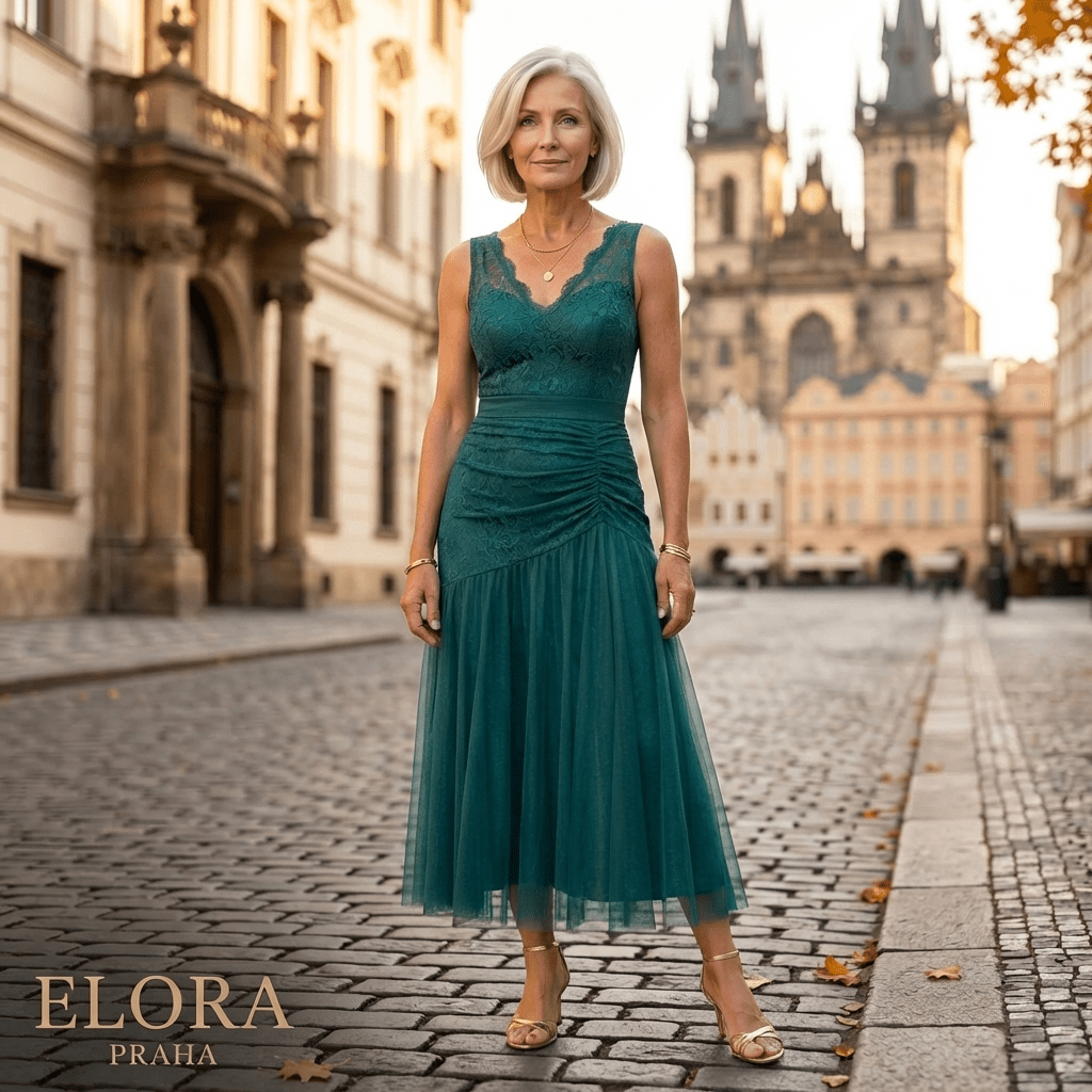 Šaty Lila | Tylové Midi Šaty s Krajkou — Elora Praha | Vestidos | Elora Praha